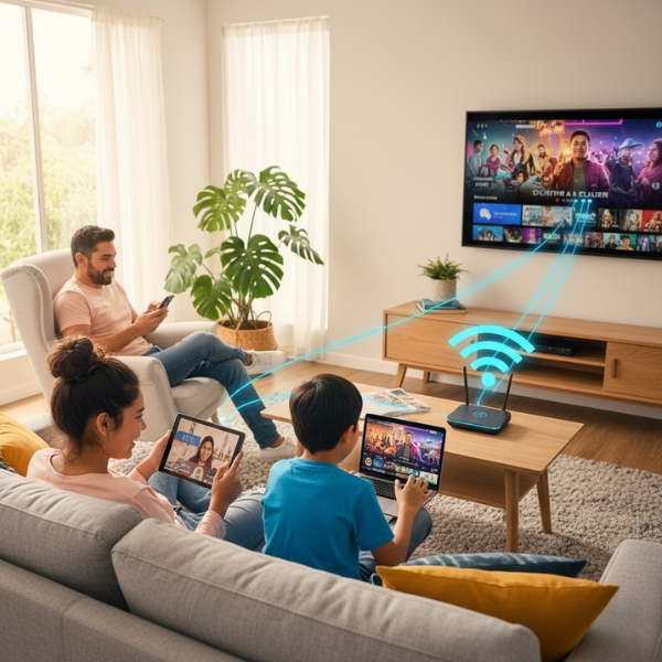 Familia conectada con netig